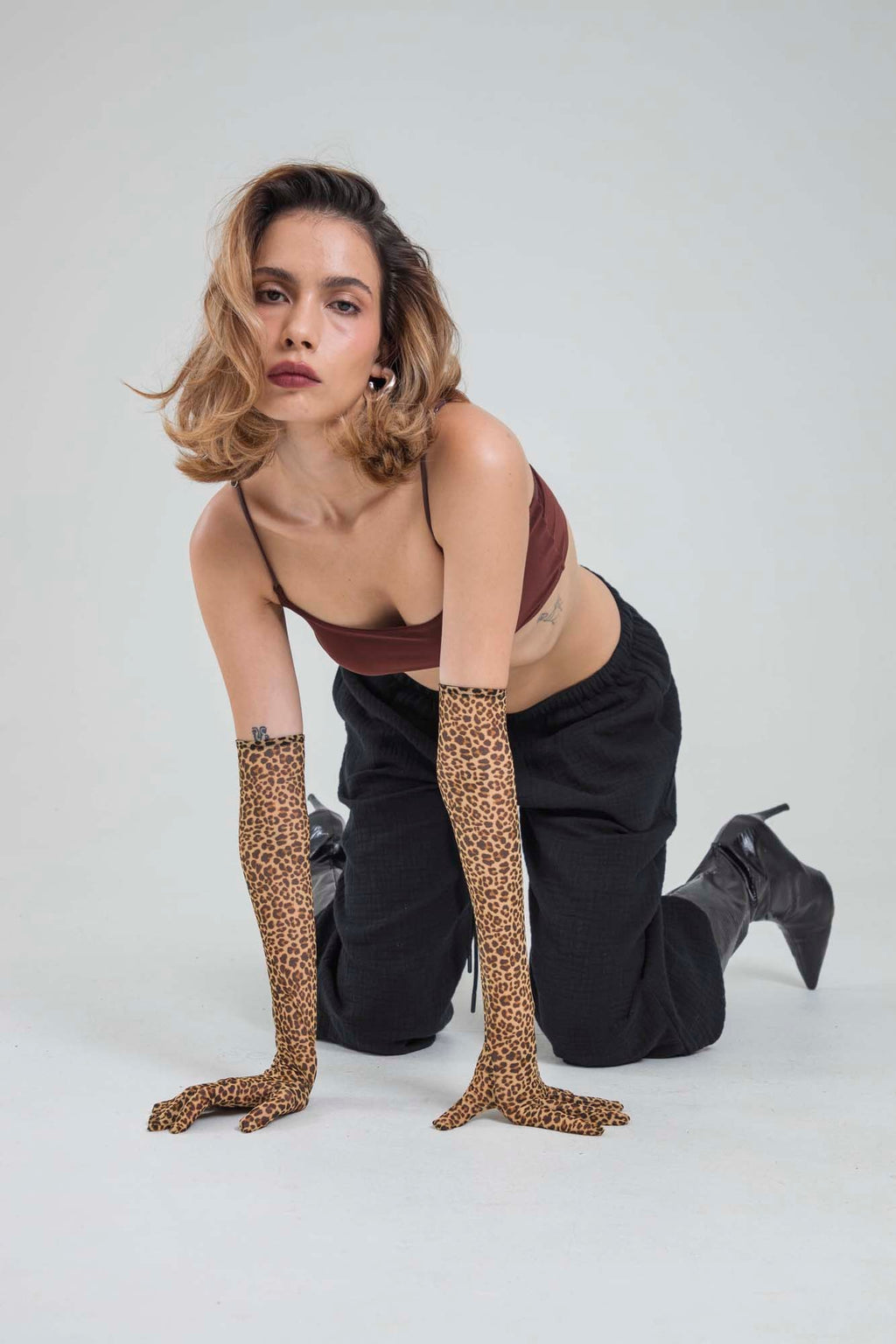 LEOPARD MESH GLOVES