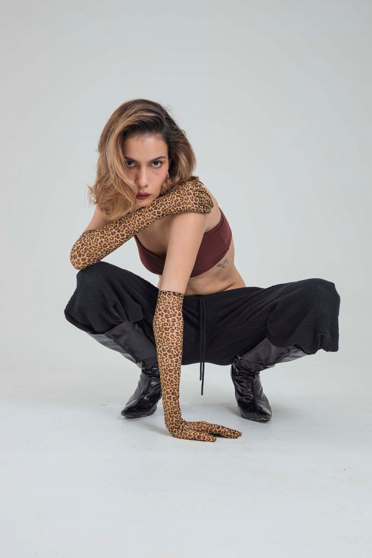 LEOPARD MESH GLOVES